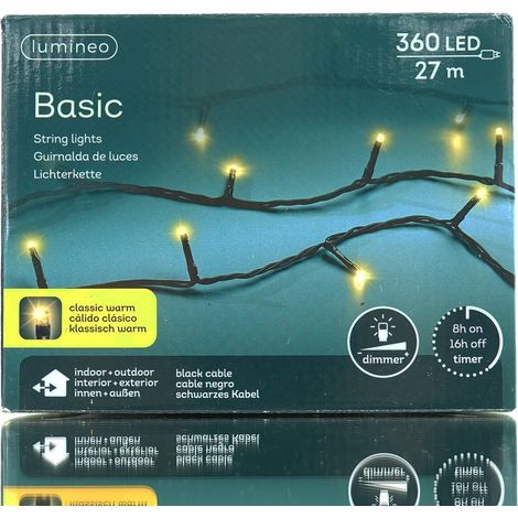 Lumineo LED Lichterkette Basic schwarz 27 Meter 360 Lichter - softgold (1/5)