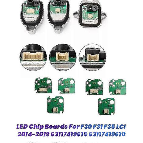 6er-Set LED-Chip-Tagfahrlichtplatinen für Autoscheinwerfer, kompatibel mit F30, F31, F35 (2014–2019), Teilenummern: 63117419615, 63117419618, 63117419610, SZRH AM