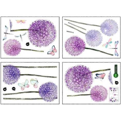 Stickers muraux pissenlits en PVC, décoration salon, repositionnables, lot de 4 (1/5)