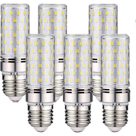 Lot - de 6 ampoules LED E27 -16 W non dimmable 6000 K 1600 lm (équivalent à une ampoule halogène de 150 W) AC 200-240 V, Blanc froid (1/4)