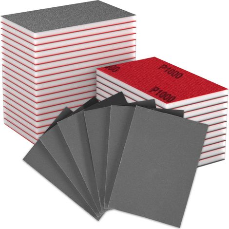 Éponge de Ponçage 32PCS, Bloc de Mousse Abrasive Flexible, Grains 1000, Tampons Abrasifs Lavables et Réutilisables pour Bois, Métal, Meubles, Mur (70x100mm) (1/5)