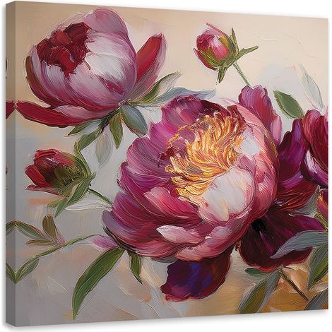 Tableau déco Pivoines Fleurs Rouge Nature 40x40 (1/5)