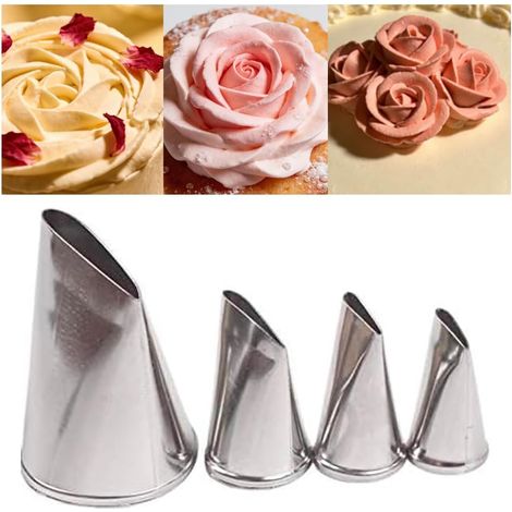 Lot de 4 Douilles à pâtisserie en acier inoxydable pour décoration de gâteaux et cupcakes (1/5)