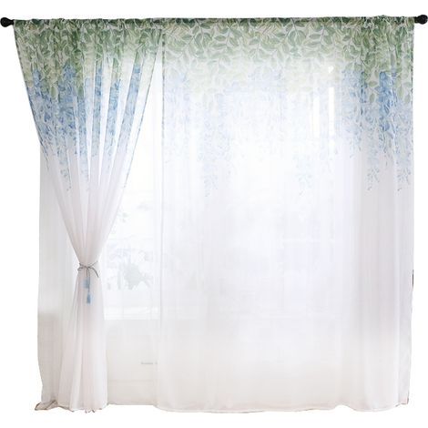 Polyester Fenêtre Rideau Valances Voile Chambre Salon Décor (Bleu) (1/5)