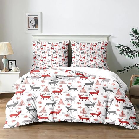 Housse de Couette et Parure de Noël pour Enfant - Ensemble de Lit 3 Pièces (200x200 cm + 2x65x65 cm) - Idée Cadeau Parfaite - Microfibre Ultra Douce(R7x200) - 200x200 (1/5)