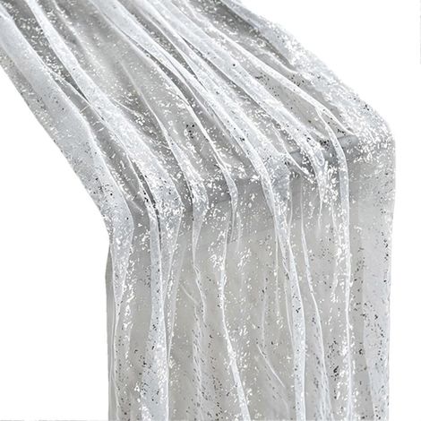 Chemin de table en tulle pailleté – Transparent et fluide – pour mariage et baby shower (1/5)