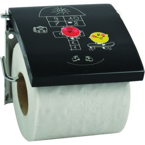 Porte rouleau papier wc Mural MDF & Inox MARELLE Noir MSV (1/3)