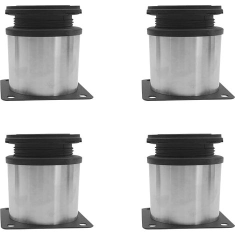 Lot de 4 pieds de meubles réglables en acier inoxydable avec vis de montage pour armoire, table basse, lit, armoire de cuisine, canapé - 50 x 60 mm (1/5)