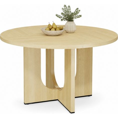 Table à manger ronde 120 cm pour 4 à 6 personnes, style scandinave, bois clair, MDF, idéale pour salle à manger, salon ou bureau CHICFURN (1/5)