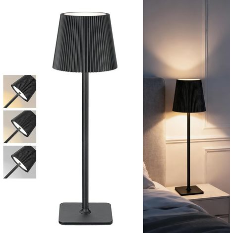 Kabellos Aufladbar LED Tischlampe Akku Touch Klein Beistelllampe Batterie USB Nachtischlampe Schwarz 1er