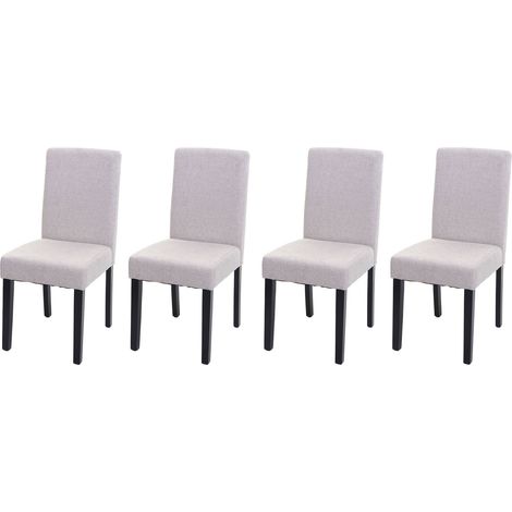 Lot de 4 chaises de salle à manger en tissu crème pieds foncés CDS04560