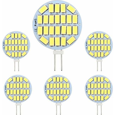 Ampoules LED G4 3W - AC12-24V - 300LM Blanc Froid 6000K - 24x5730 SMD - Équivalent à une Ampoule Halogène 30W - Non-Dimmables - Lot de 6 - Pour Éclairage d'Armoire et Encastré (1/4)