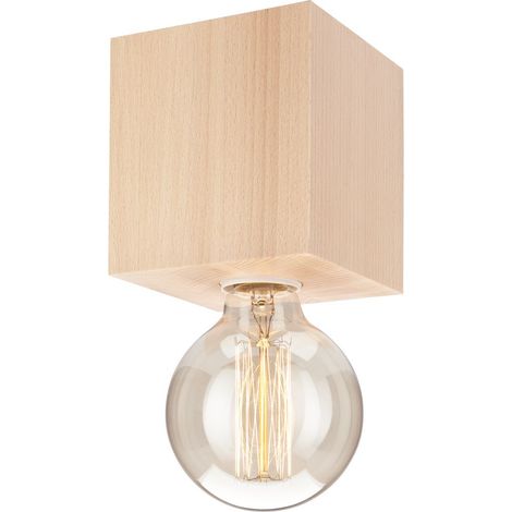 Deckenlampe Holz klein Würfel für E27 10,5 cm breit Flur Wohnzimmer