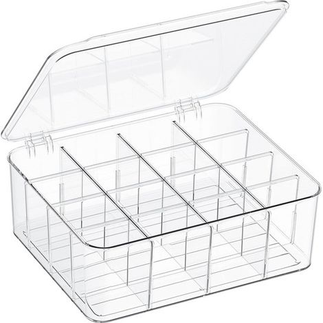 Socken- und Unterwäsche-Organizer mit 16 verstellbaren Fächern，durchsichtige Aufbewahrungsboxen aus Kunststoff mit Deckel für Krawatten (1/5)