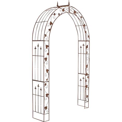 CLP – Arche de jardin en fer forgé 247,5 cm – Fixation au sol avec 6 trous – Design élégant pour rosiers et vignes – Marron antique (1/2)