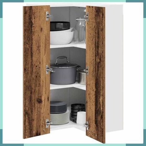 Armoire suspendue - 884376 - Bois ancien et blanc - 2 portes - 57 x 57 x 100 cm (1/5)