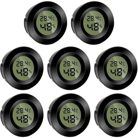 FITLAB-Lot de 8 mini hygromètres numériques ronds - Hygromètre - Température (℉) ou Celsius (℃) - Pour l'intérieur, le bureau, le salon - Piles incluses (1/5)