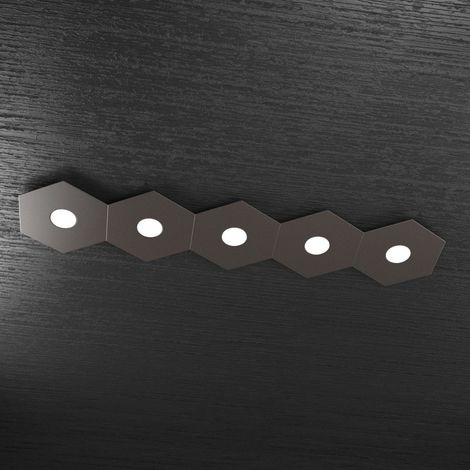 Plafoniera Moderna Hexagon Metallo Marrone 5 Luci Led 12X5W (1/5)
