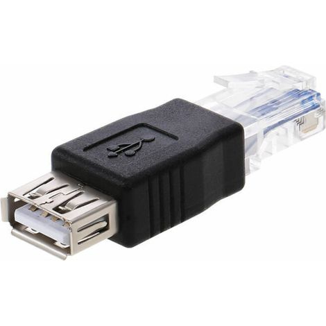 Adaptateur Usb Vers Rj45 Adaptateur Usb 2.0 Femelle Vers Ethernet Rj45 Male, Le Noir (1/2)