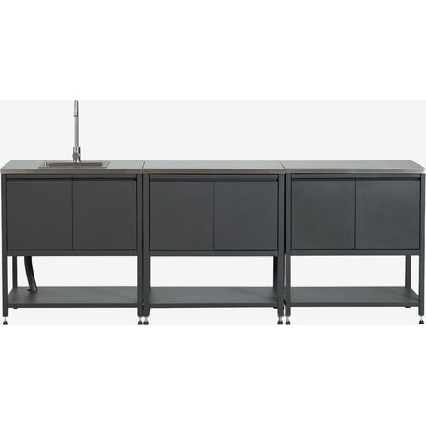 Cuisine modulaire d'extérieur 3 pièces avec évier et rangement en acier Savona SKLUM Gris Graphite (1/5)