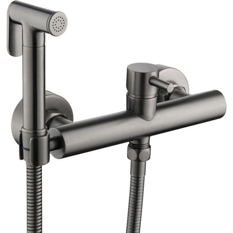 Ensemble de douche de Bidet caché de salle de bains, pulvérisateur à main chaud et froid, toilettes d'eau chaude, noir (1/5)