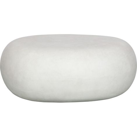 Table basse galet 65x49x31 cm en fibre d'argile blanc (1/4)