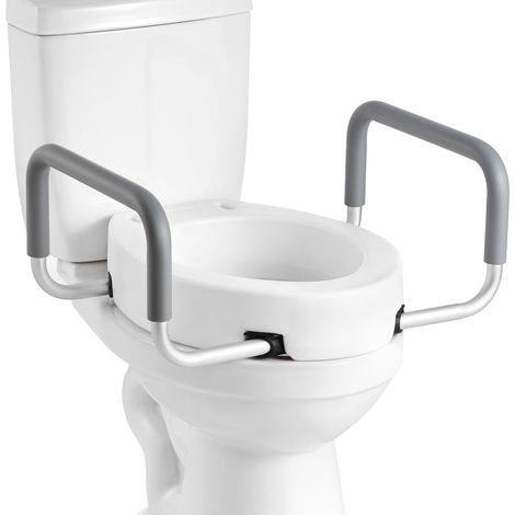 Rehausseur de Toilette avec Accoudoirs, Réhausse WC Capacité de Charge 136,08 kg et Hauteur de Levage de 8,89 cm, Siège de Toilette Surélevé avec Poignées Rembourrées, Personnes Âgées Handicapés (1/5)