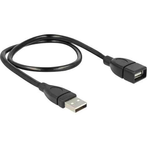Delock USB-Kabel USB 2.0 USB-A Stecker, USB-A Buchse 0.50 m Schwarz flexibles Schwanenhals-Kabel 83 (1/3)