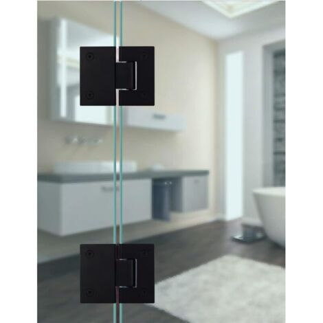 Charniere Pporte Verre à 180 degrés, Supports en Verre, Ouverture et Fermeture à 180 Degrés, Charniere Porte Inoxydable,Convient Pour Charnière Pliante en Verrede 6 à 12 mm (2 pièces noire