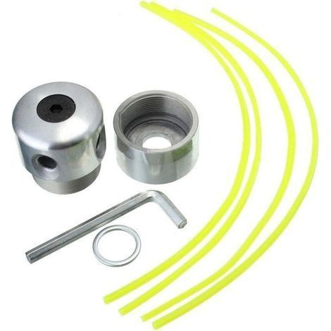 Testina per tagliaerba in lega di alluminio, set di bobine con 4 fili, rondella di montaggio e chiave, per accessori per tosaerba (1/4)