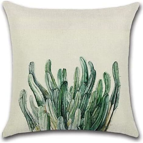 Federe per cuscini da esterno con motivo a piante, impermeabili e decorative, set di 4 federe verdi per interni ed esterni (45 x 45 cm) (1/4)
