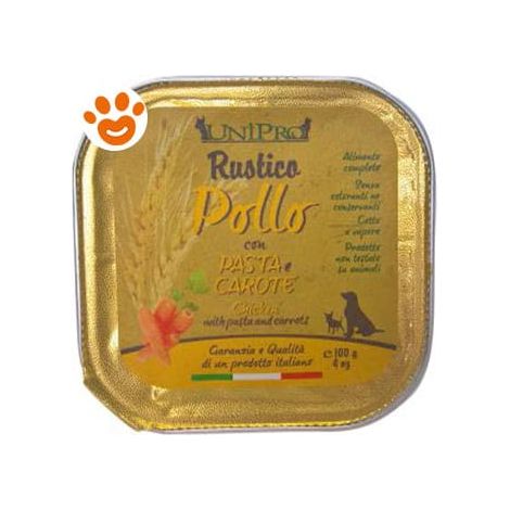 Unipro Dog Adult Rustico Pollo con Pasta e Carote - Vaschetta 100 Gr -