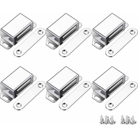 Latch Magnetique - Acier Inoxydable 304 - Pour Porte De Placard Cuisine Meuble - 6 Pièces (1/4)