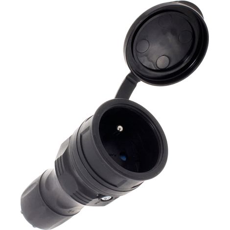 Enchufe portátil con tapa 16A 2P+Z 250V IP54 negro GN-54 W-97448
