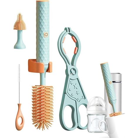 Brosse électrique pour biberons, goupillon pour biberons, brosses de nettoyage en silicone, kit de nettoyage pour bouteilles d'eau, brosse pour tétine (1/5)