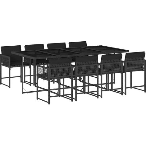 Maison Exclusive - Set de comedor de jardín 9 pzas y cojines ratá (1/5)
