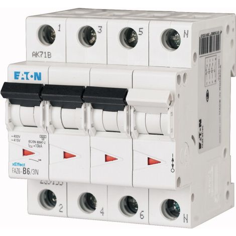 Disjoncteur Eaton Eaton Moeller 3P+N, 4A, montage rail DIN ( Prix pour 1 )
