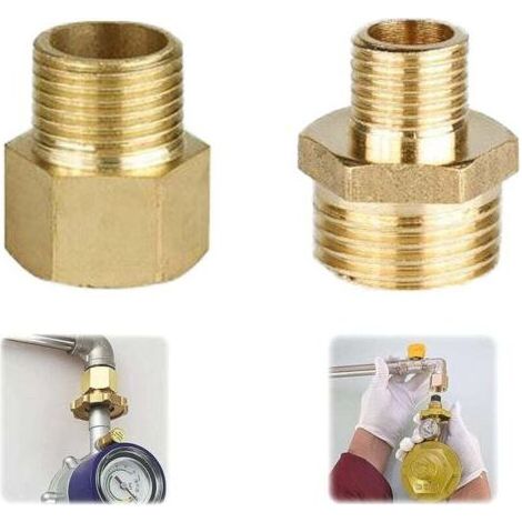 PA Gasadapter Kupfer Gasschlauchadapter Gasflaschenanschlussadapter Gasadapter 1/2 auf 1/4, 3/4 Anschlussarmatur für Gaskocher, Campingkocher, Hocker (1/3)
