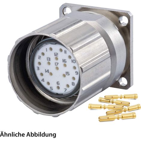 HUMMEL SET inkl. Kontakte M23 Signal Gerätesteckverbinder, Crimpeinsatz gerade Polzahl 11+PE, Buchse mit Rändel positionierbar Vorderwand - 1 Stück