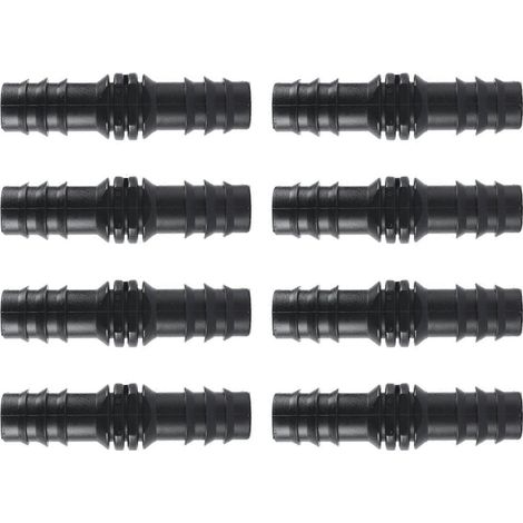 Lot de 8 raccords pour système d'irrigation goutte à goutte, embout cannelé, pour tuyau d'arrosage (1/2 pouce), en plastique. (1/5)