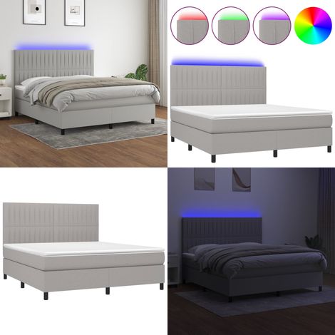 Boxspringbett mit Matratze & LED Hellgrau 160x200 cm Stoff - Boxspringbett - Doppelbett - Schlafsystem - Lattenrost - Bettsofa - Home & Living (1/5)