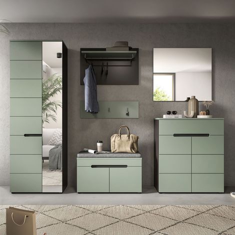 Ensemble meuble d'entré composé de 5 éléments décor blanc - KANUT (1/5)