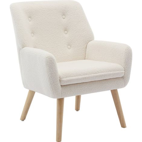 Fauteuil en tissu bouclette blanc SERINO