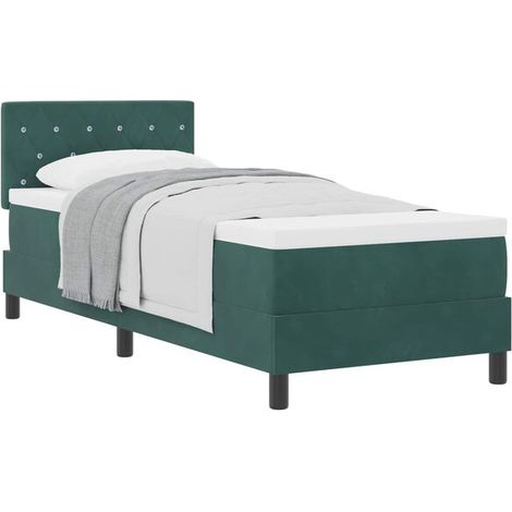 Matelas à ressorts avec sommier, vert foncé, 80 x 200 cm, tissu velours. (1/5)