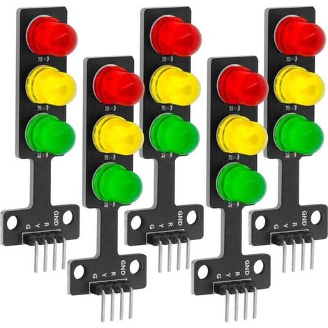 5X Module de Feu Signalisation LED Bricolage Mini 3.3-5V Compatible avec pour (1/4)