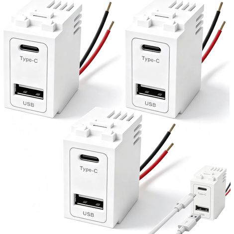 Lot de 3 modules d’alimentation USB 220V vers 5V 2,1A AC DC, USB-C et USB-A (1/5)
