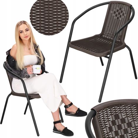 GARTENSTUHL FÜR TERRASSE BALKON STARK BEQUEM ZUM TISCH MODERNES METALLISCHES (1/5)