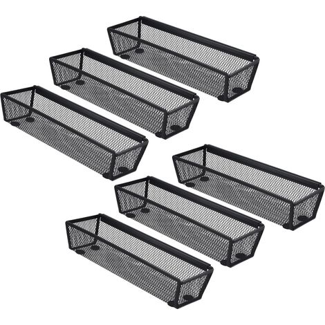 Cutlery Tray for Drawer – Set of 6 Metal Mesh – 22.3 x 8 x 5 cm – Drawer Organiser for Kitchen Office with Non-Slip Mat (1/5)