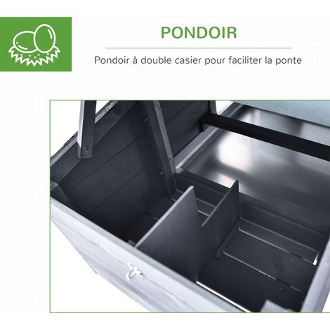 Petit poulailler cottage cage à poules sur pied dim. 150,5L x 54l x 87H cm multi-équipement bois massif de sapin (1/5)