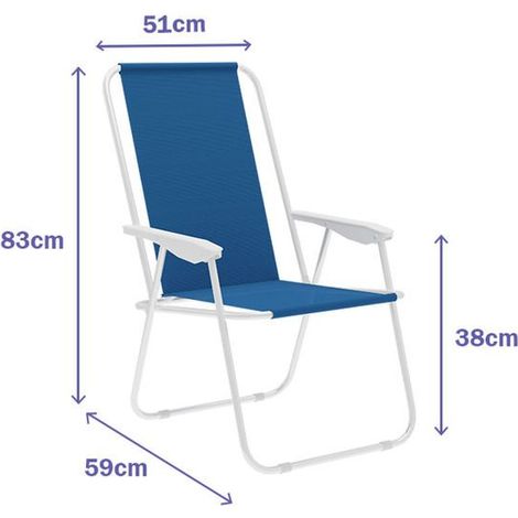 Klappstuhl - MARBUENO - 59 x 83 x 51 cm - Blau - Oxford und Stahl - Faltbar